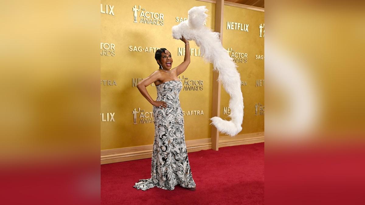 Image of Sheryl Lee Ralph stunned in a Saiid Kobeisy gown.