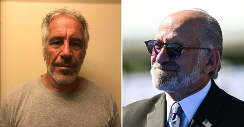 Split image of Jeffrey Epstein and Howard Lutnick.