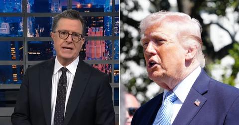 Composite photo of Stephen Colbert and Donald Trump.