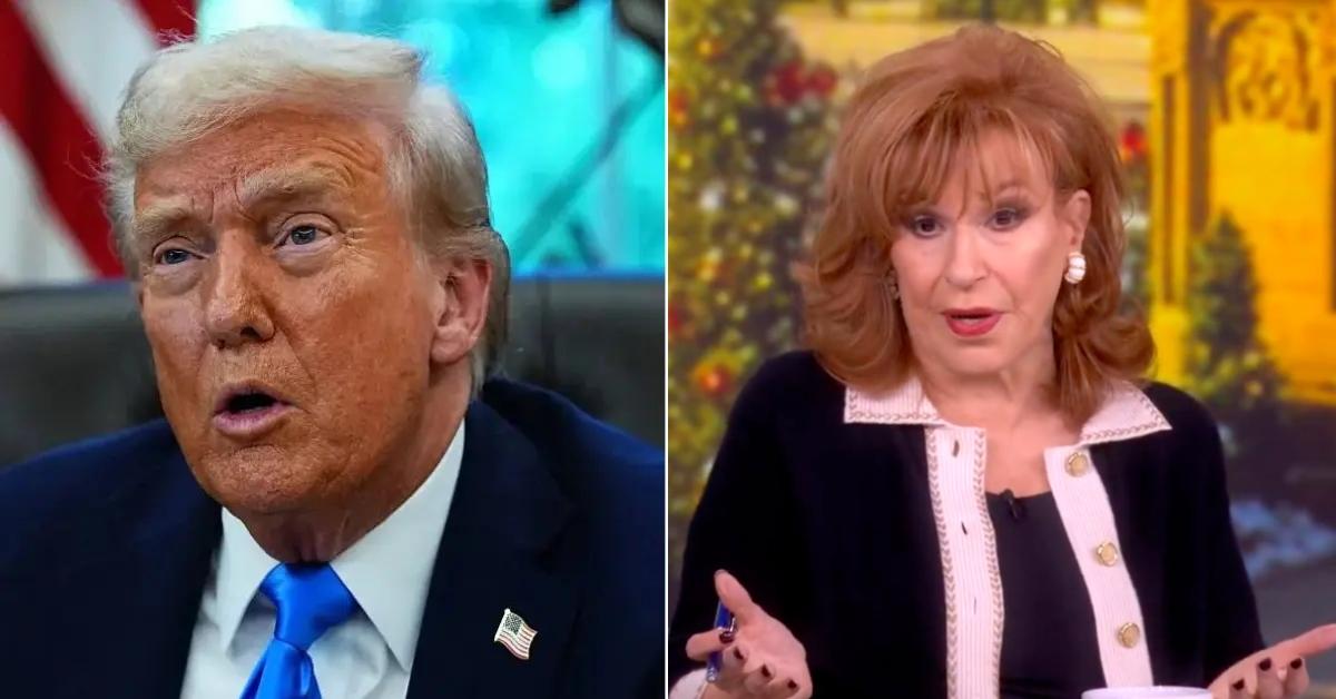 Split photo of Donald Trump and Joy Behar