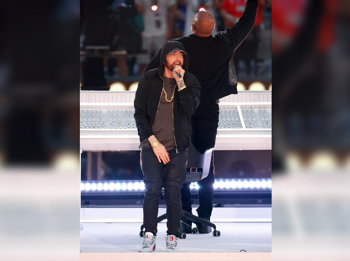 Eminem sneakers worn during the Super Bowl LVI Halftime Show