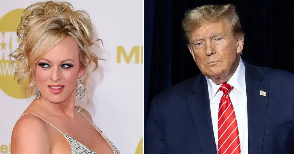 Composite photo of Stormy Daniels and former President Donald Trump