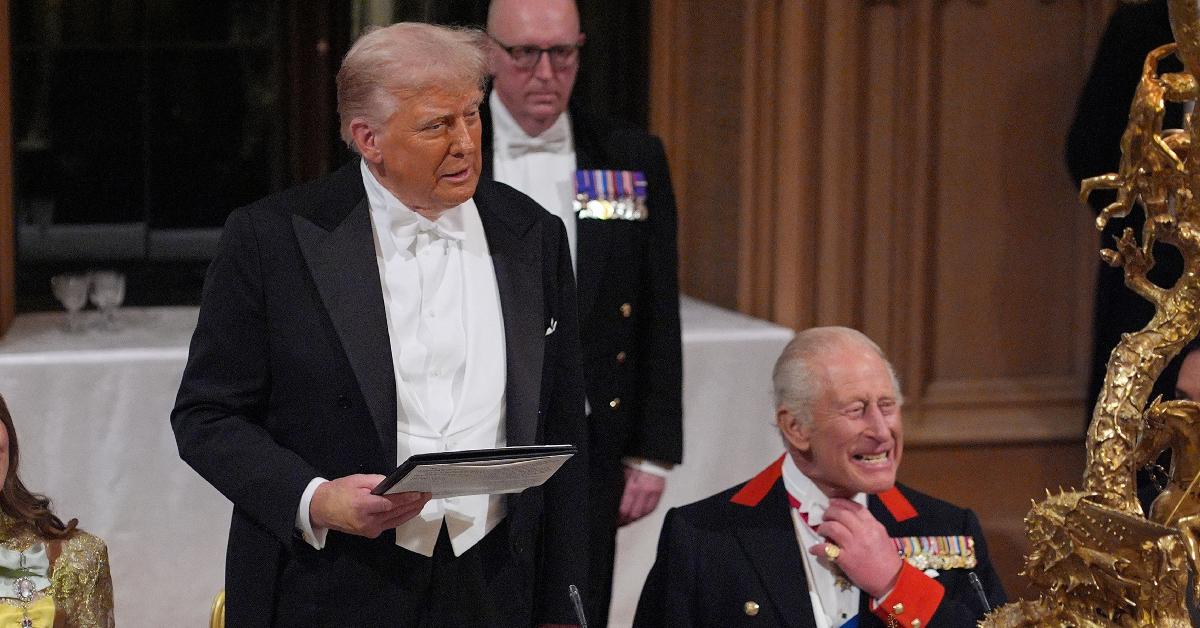 Image of King Charles appeared to laugh at Donald Trump after the president went of track during his speech.