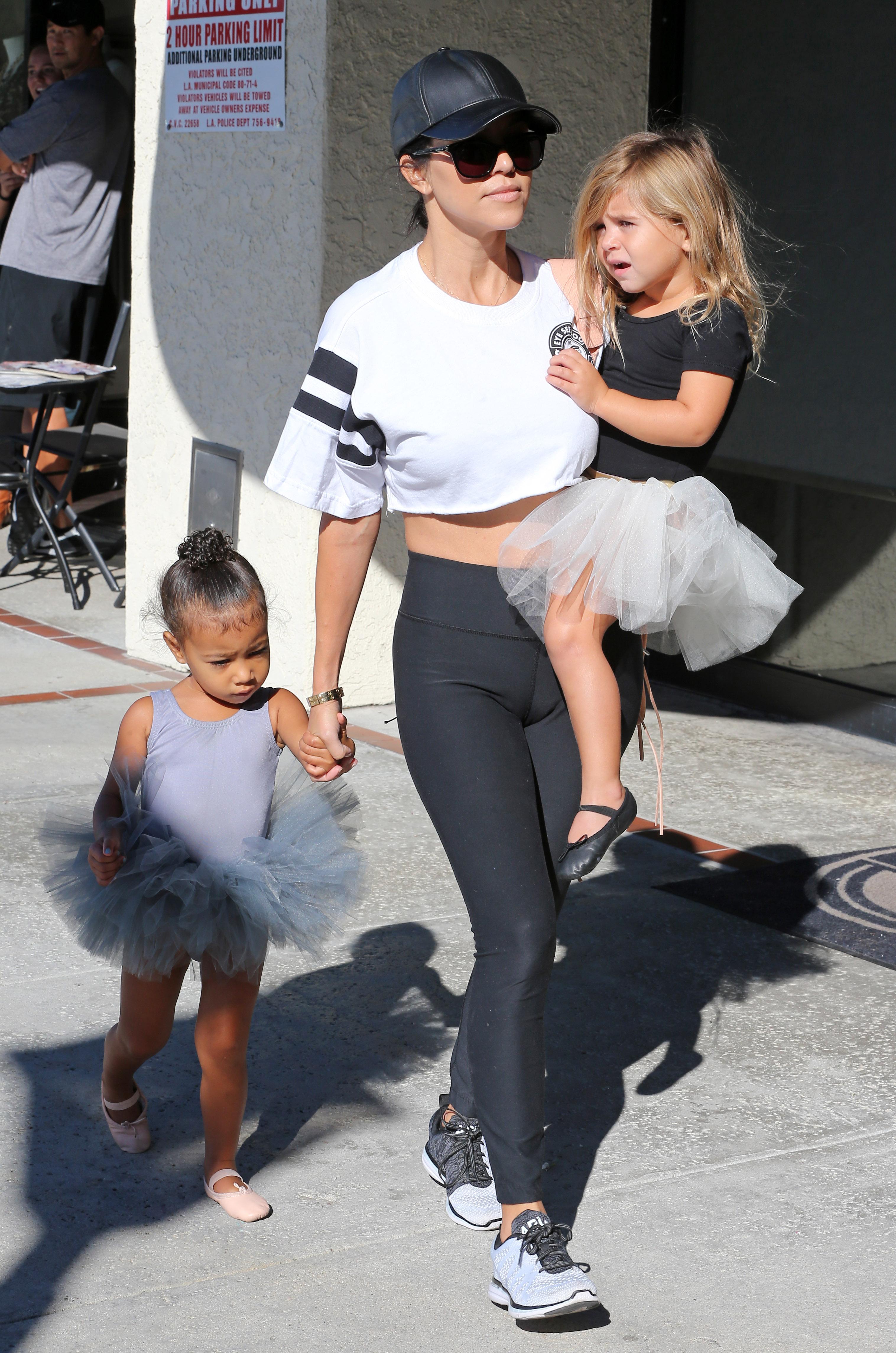 Kourtney Kardashian takes Penelope and baby North to a dance class in Los Angeles