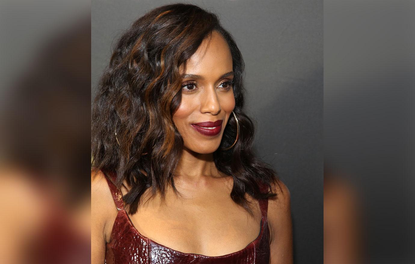 Kerry Washington Slays In A Red Leather Dress With A Slit Up To There 