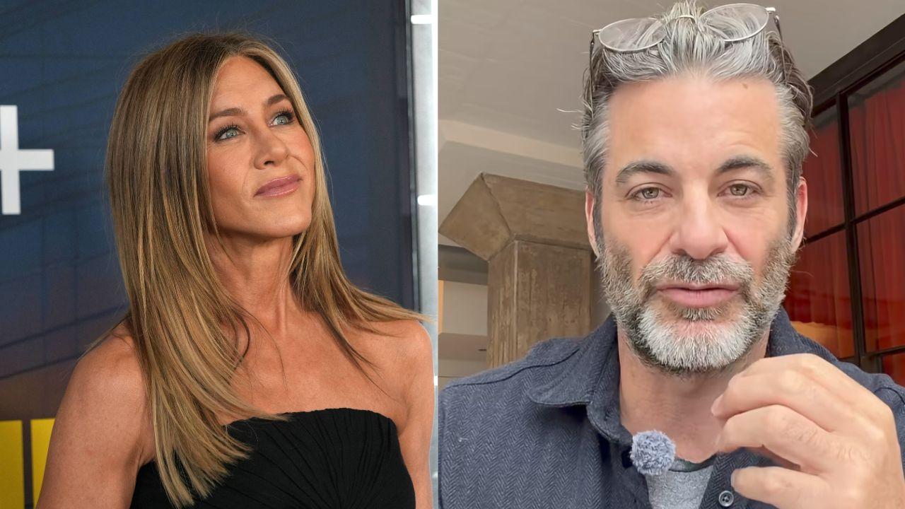 Image of Aniston and Curtis in separate locations.