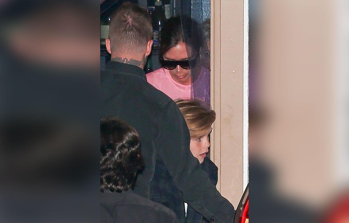 Victoria Beckham and her family make a quick exit after her 44th birthday dinner