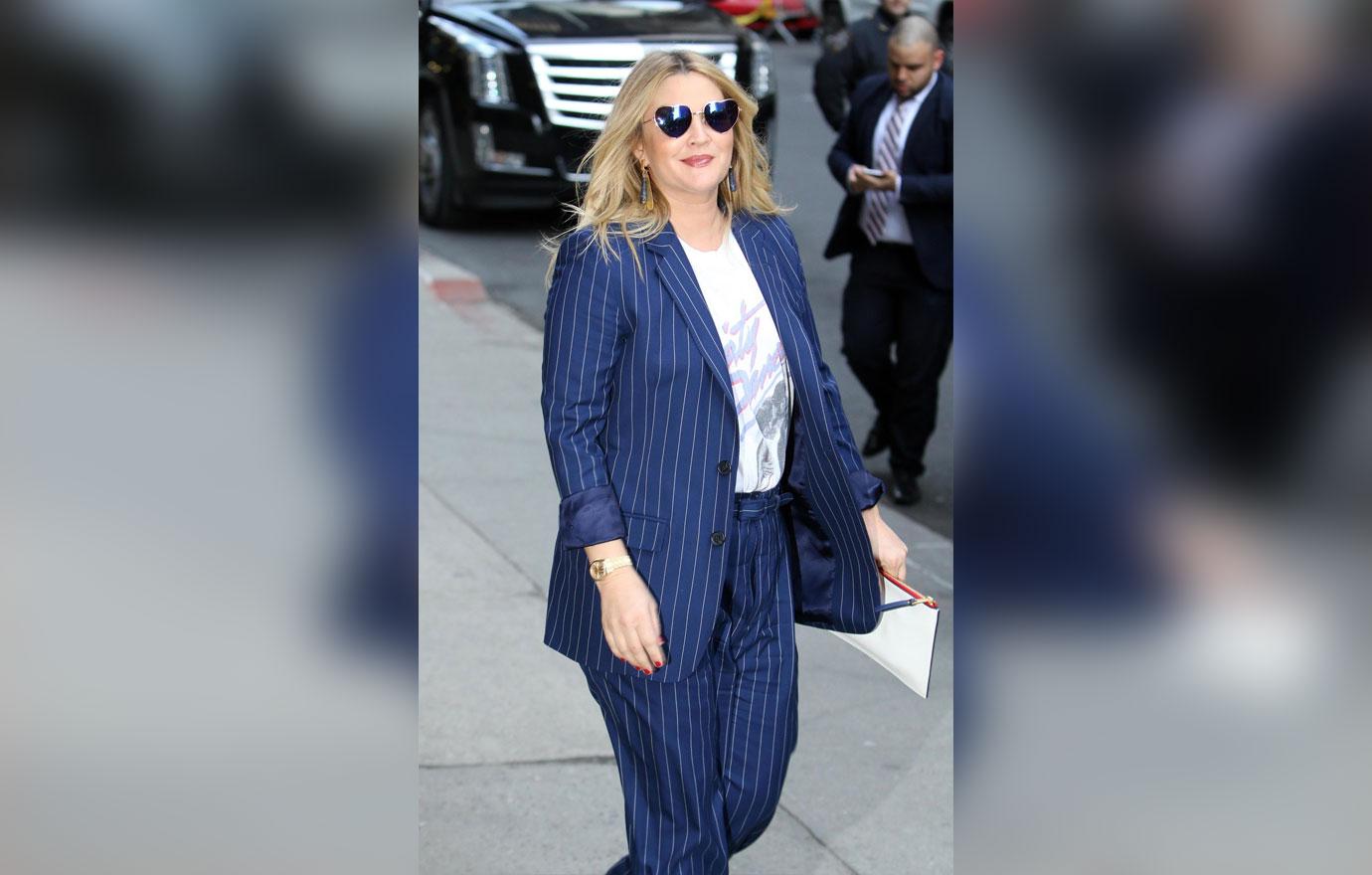 Drew Barrymore is all smiles while stopping by &#8216;The Late Show With Stephen Colbert&#8217;