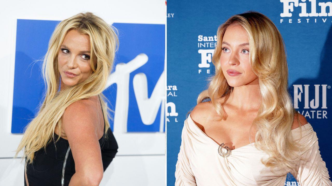 Split photo of Britney Spears and Sydney Sweeney.