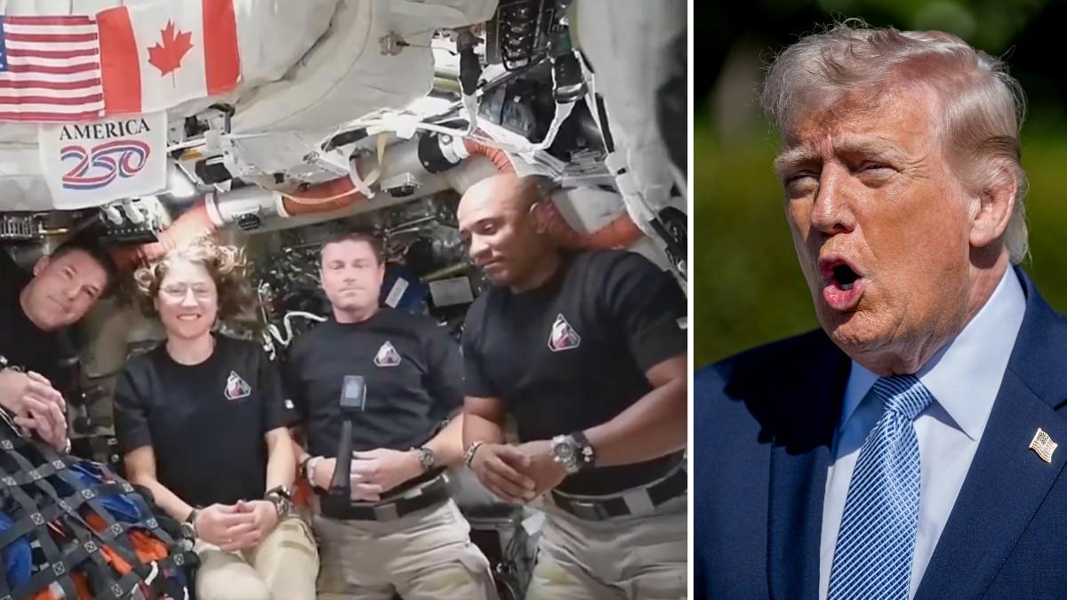 split of astronauts & Donald Trump. 