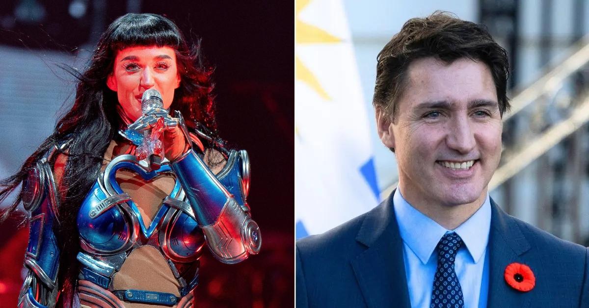 Split photo of Katy Perry and Justin Trudeau