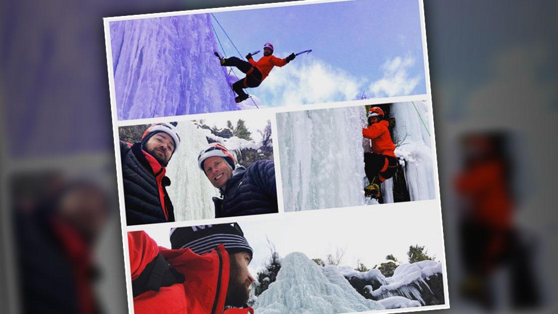 Justin timberlake dad baby ice climbing