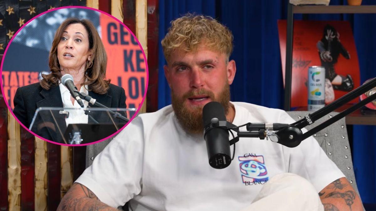 composite photo of jake paul and kamala harris