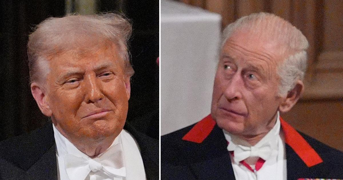Split photo of Donald Trump and King Charles.