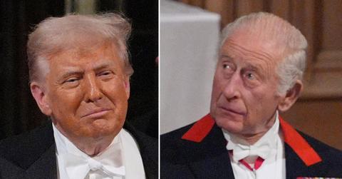 Split photo of Donald Trump and King Charles.