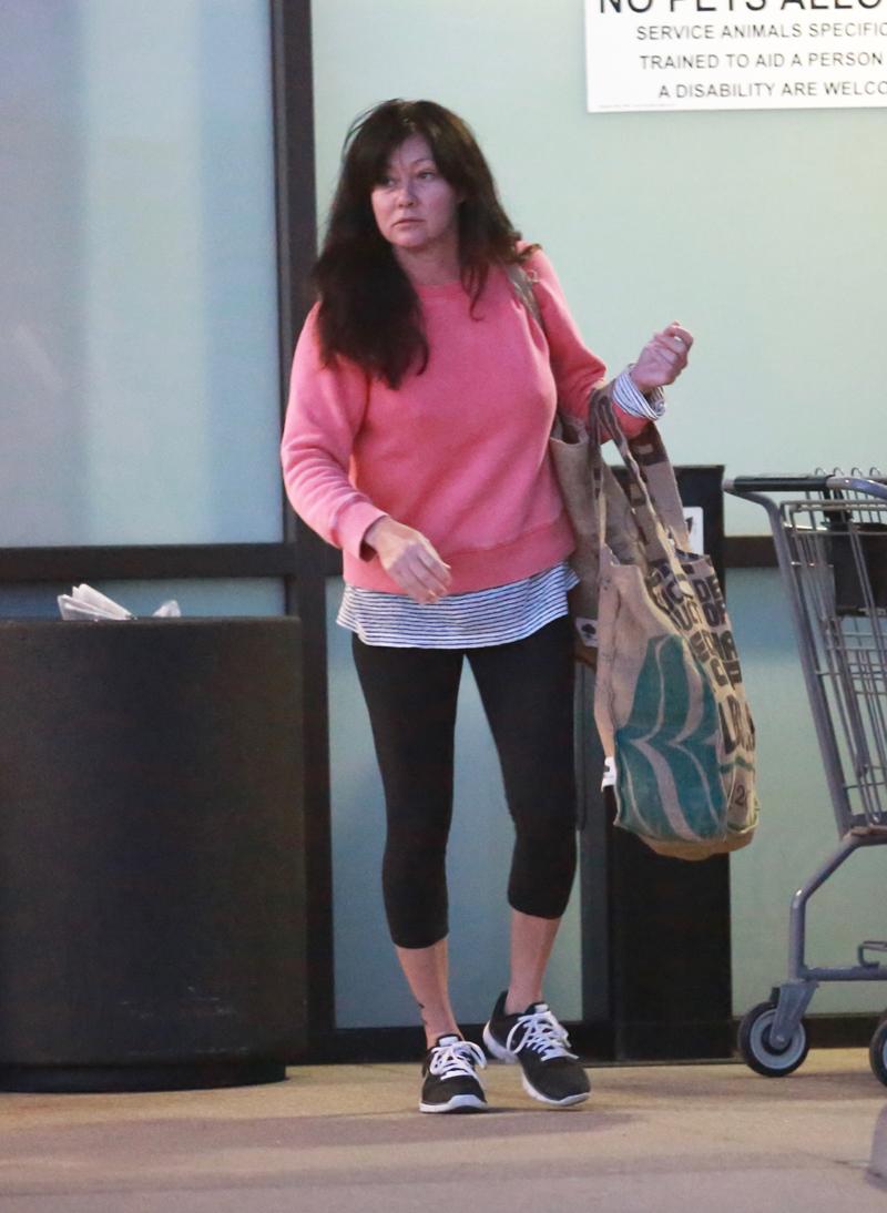 EXCLUSIVE: Shannen Doherty keeps a GYM ready look as she is spotted shopping in Malibu.