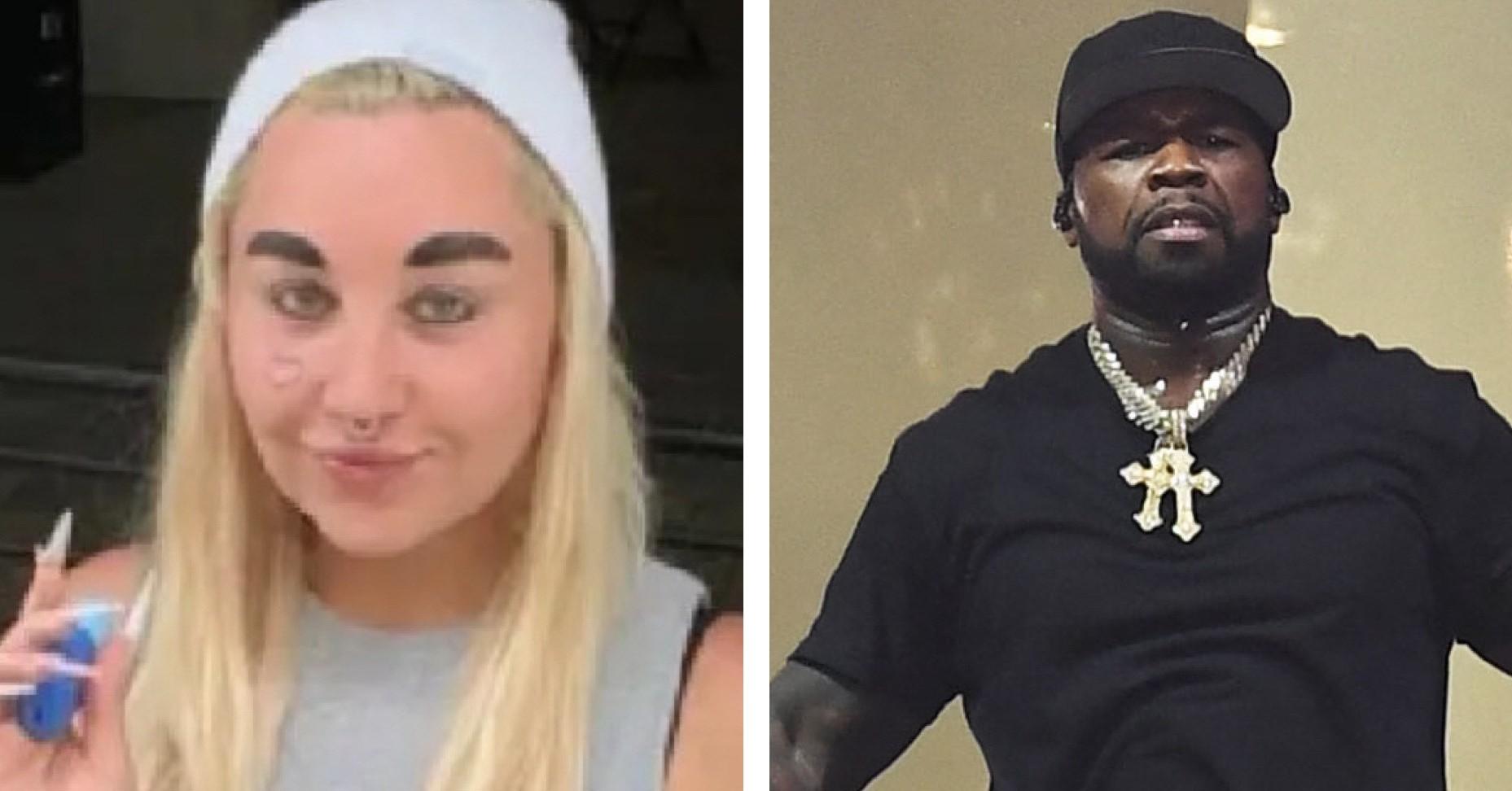 Composite photo of Amanda Bynes and 50 Cent. 