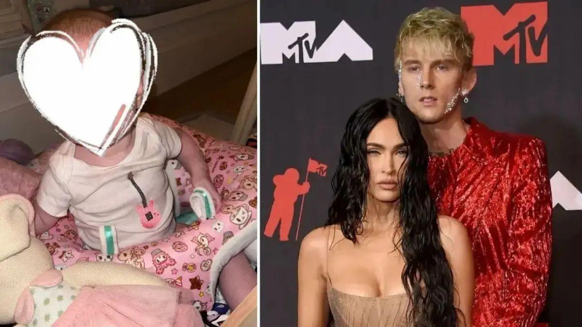 Photo of Megan Fox and Machine Gun Kelly reportedly spit in November 2024, months before welcoming their daughter. 