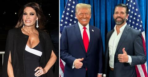Photo of Kimberly Guilfoyle and a picture of Donald Trump with Donald Trump Jr.