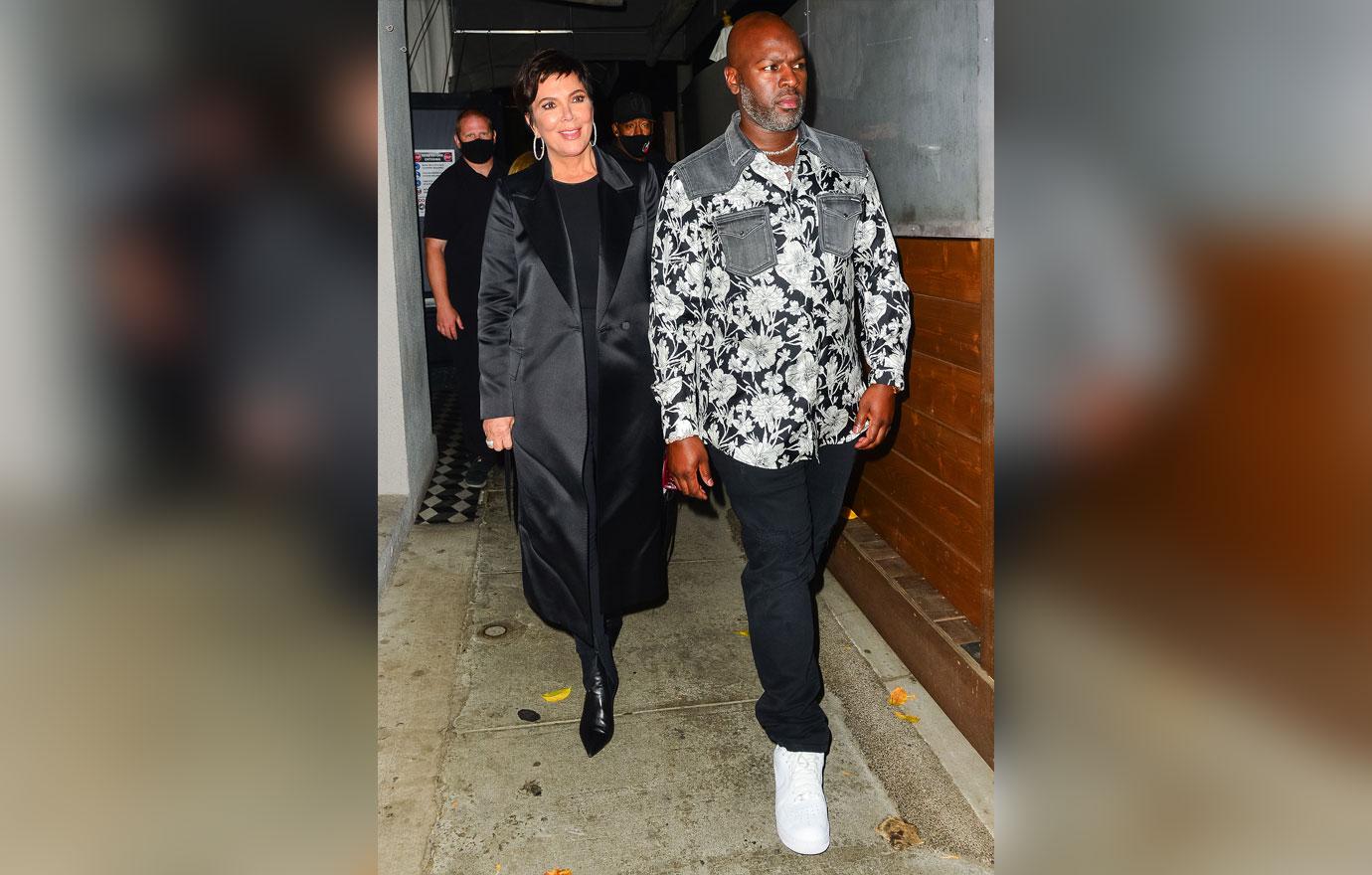 kris jenner and corey gamble seen leaving dinner at craigs restaurant in west hollywood