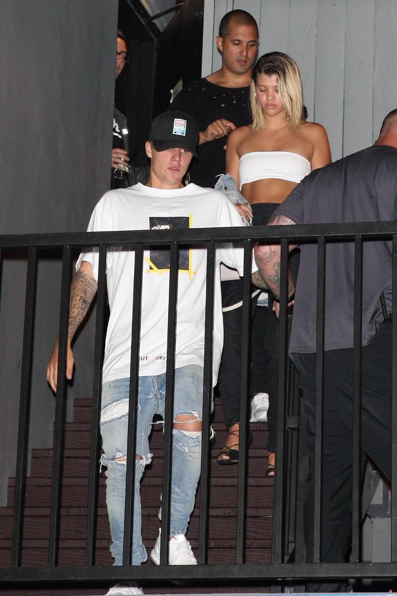 Justin Bieber celebrates Sofia Richie&#8217;s 18th Birthday at Doheny Room