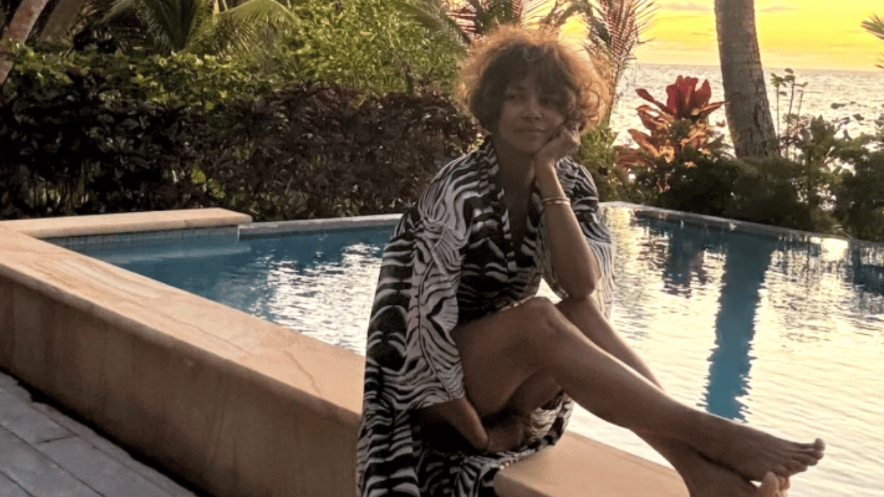 Image of Halle Berry also shared photos of herself wearing lace lingerie. 