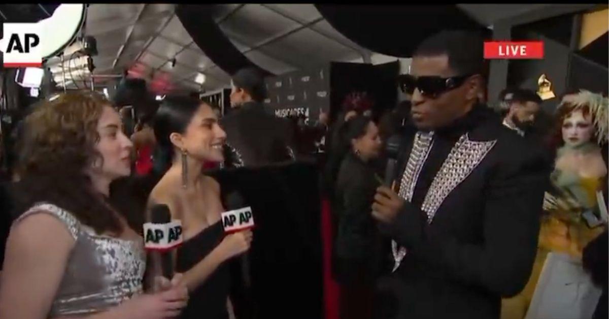 babyface cut off reporter yelling interview chappell roan grammys red carpet