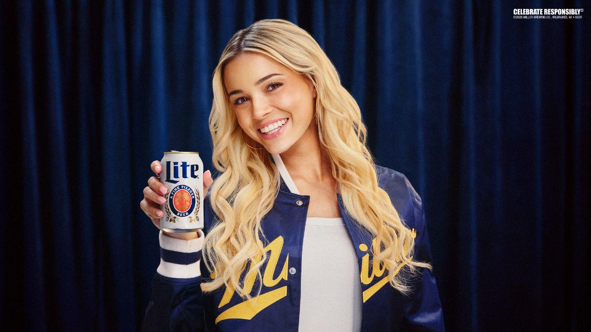 Image of Livvy Dunne's go-to beer at boyfriend Paul Skenes' MLB games is Miller Lite.