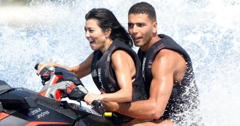 During happier times between Kourtney Kardashian and Younes Bendjima, who were spotted during the Cannes Film Festival in France having a little fun with Kourtney recreating a scene from the movie Speed 2 and Younes hanging on the best he could!