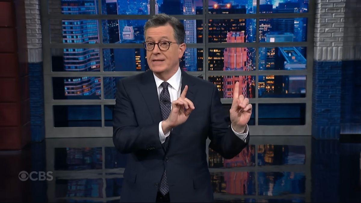 Image of The audience echoed an old campaign slogan during his monologue.