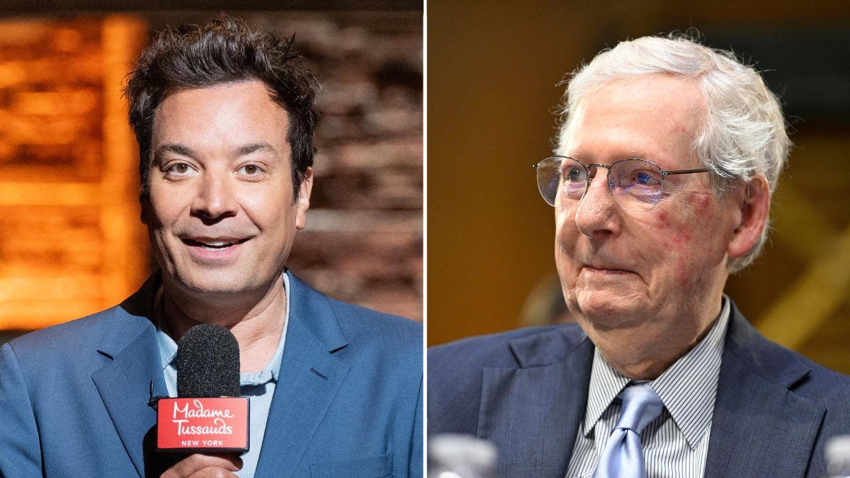 Photo of Jimmy Fallon and Mitch McConnell.