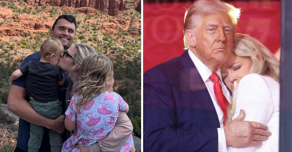 image of Erika Kirk was comforted by Donald Trump at her husband's memorial in Arizona on September 21.