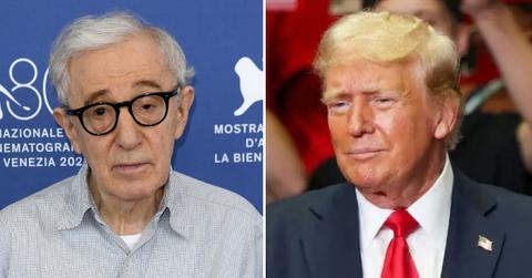 Photo of Woody Allen; picture of Donald Trump.