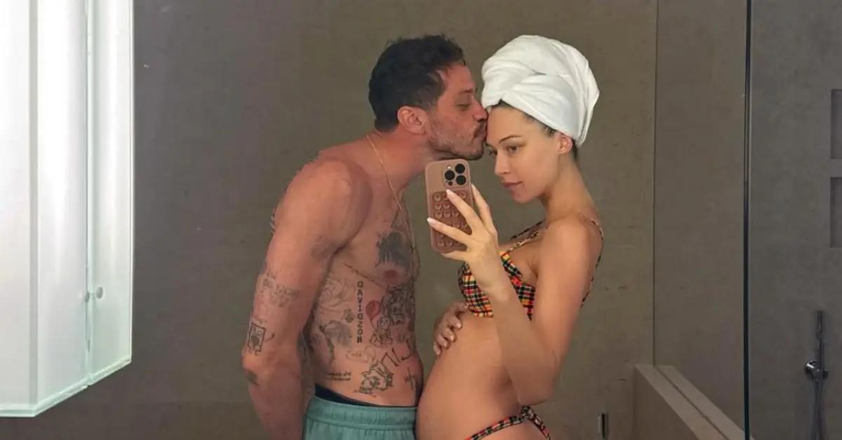 Photo of the actor said he's 'grateful' he's sober before becoming a dad.