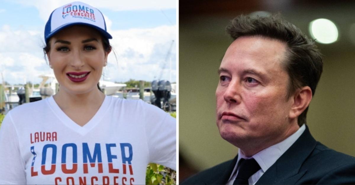 Split photo of Laura Loomer and Elon Musk