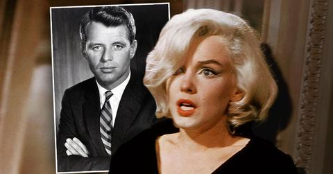 BW Inset of Robert F. Kennedy (Bobby Kennedy), Marilyn Monroe looking scared