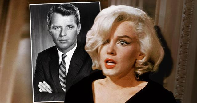 BW Inset of Robert F. Kennedy (Bobby Kennedy), Marilyn Monroe looking scared
