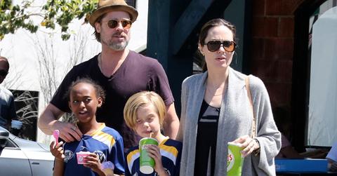 EXCLUSIVE: Brad Pitt & Angelina Jolie go to lunch with their kids in Hollywood.