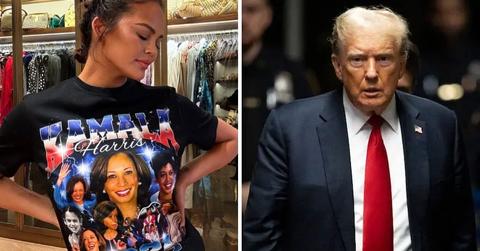 Composite photo of Chrissy Teigen and Donald Trump.