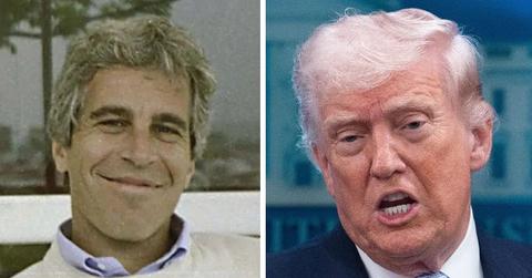 Split photo of Jeffrey Epstein and Donald Trump.