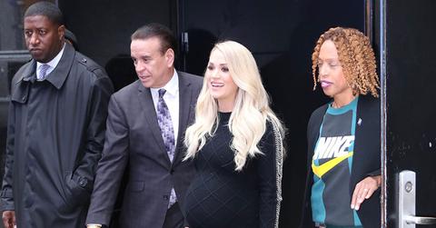 Carrie underwood growing baby bump black dress main