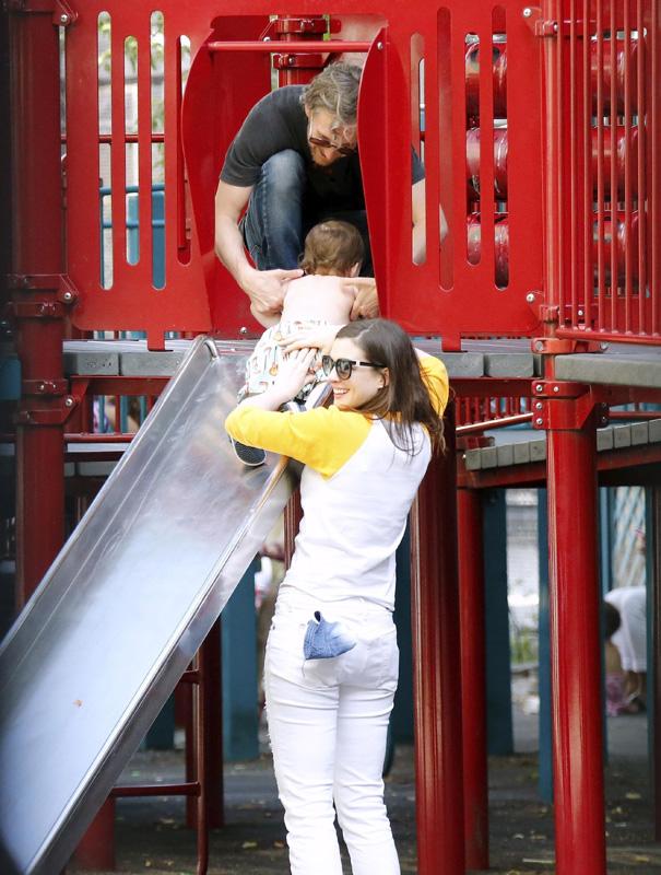 *EXCLUSIVE* Anne Hathaway and Adam Shulman take their son to the park in NYC