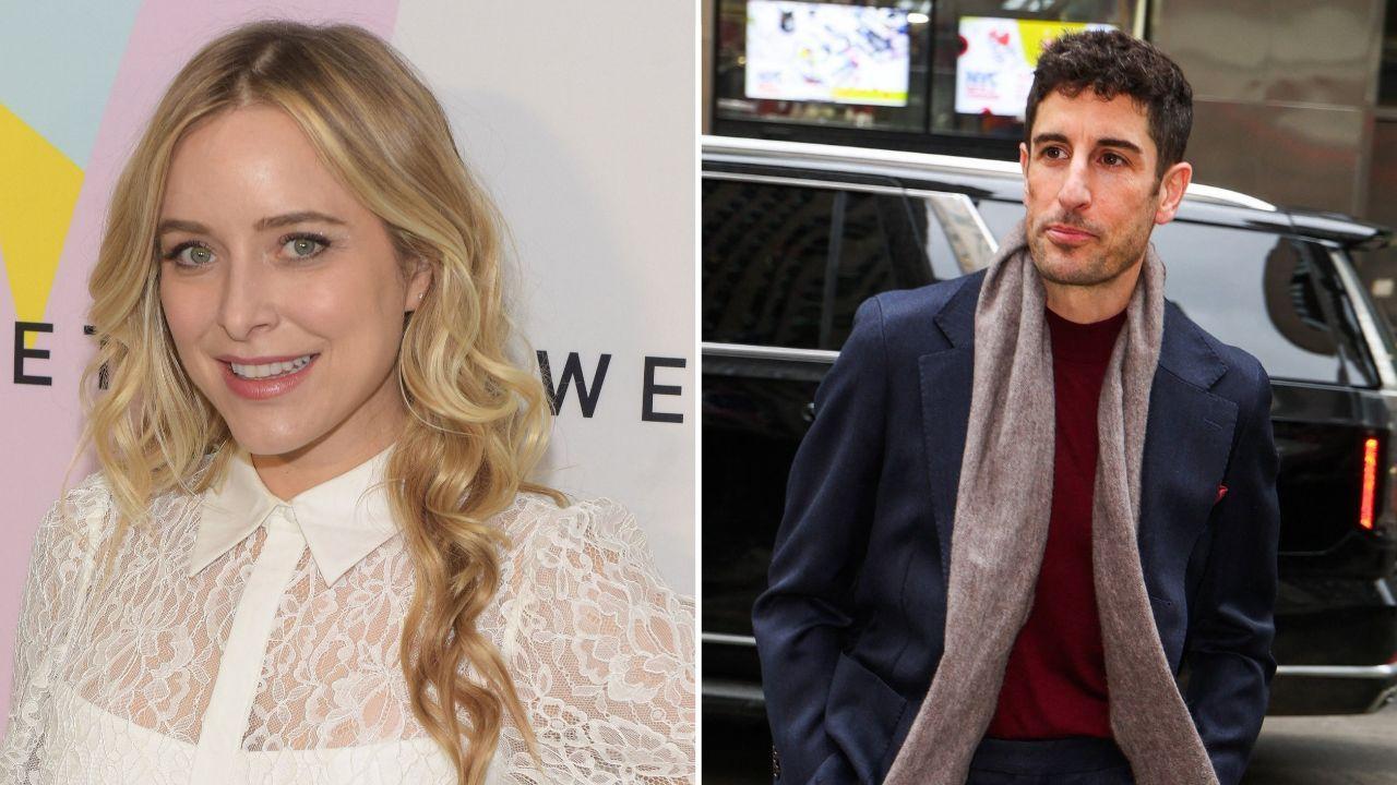 images of Jenny Mollen and Jason Biggs.