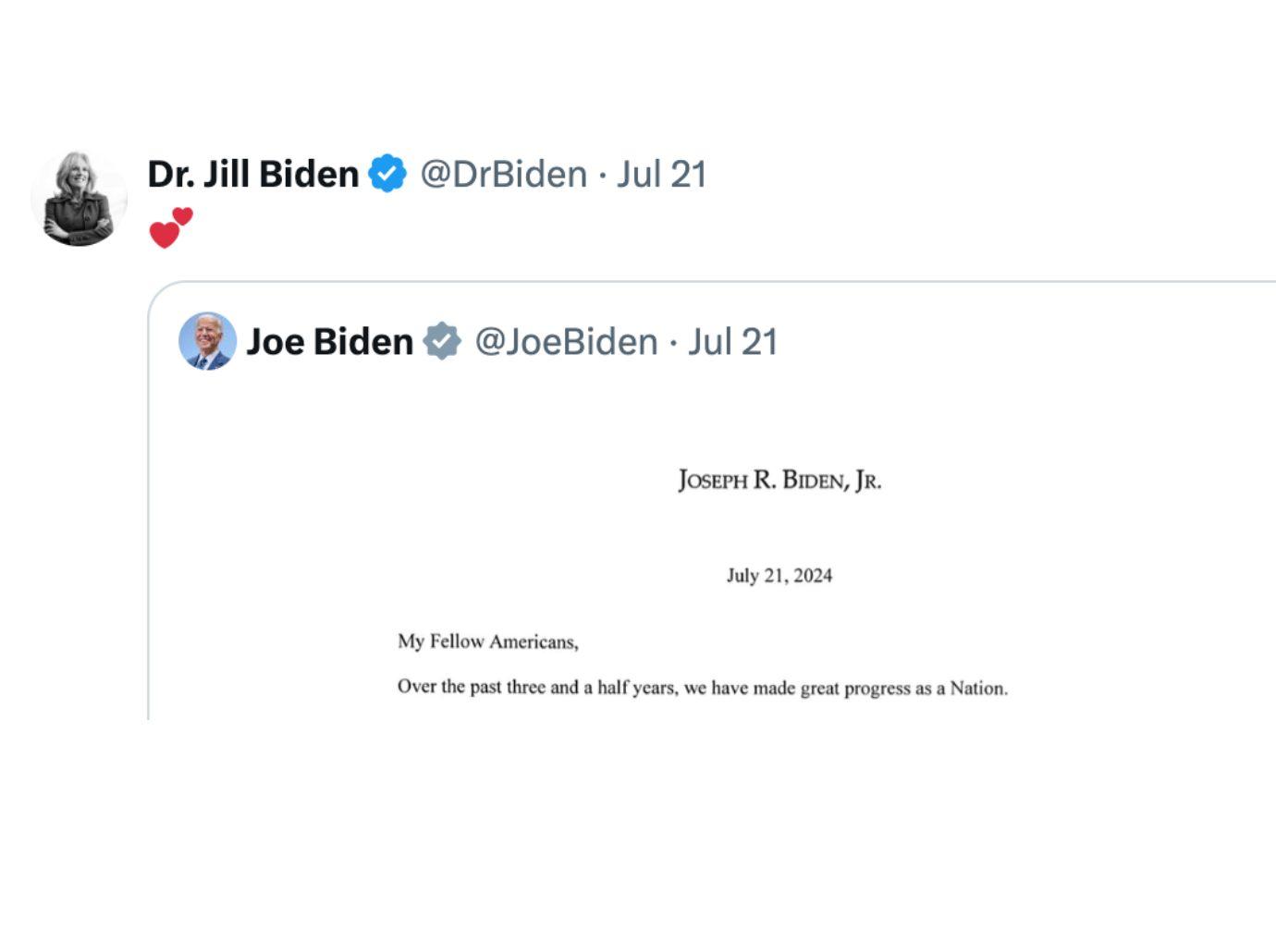 jill biden divides social media emoji reaction joe biden dropping out election