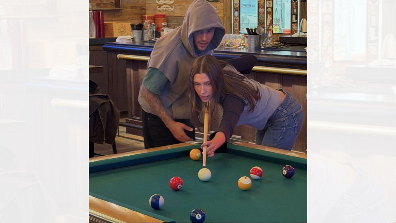 Image of Justin Bieber and Hailey Bieber both kept it casual for the outing.