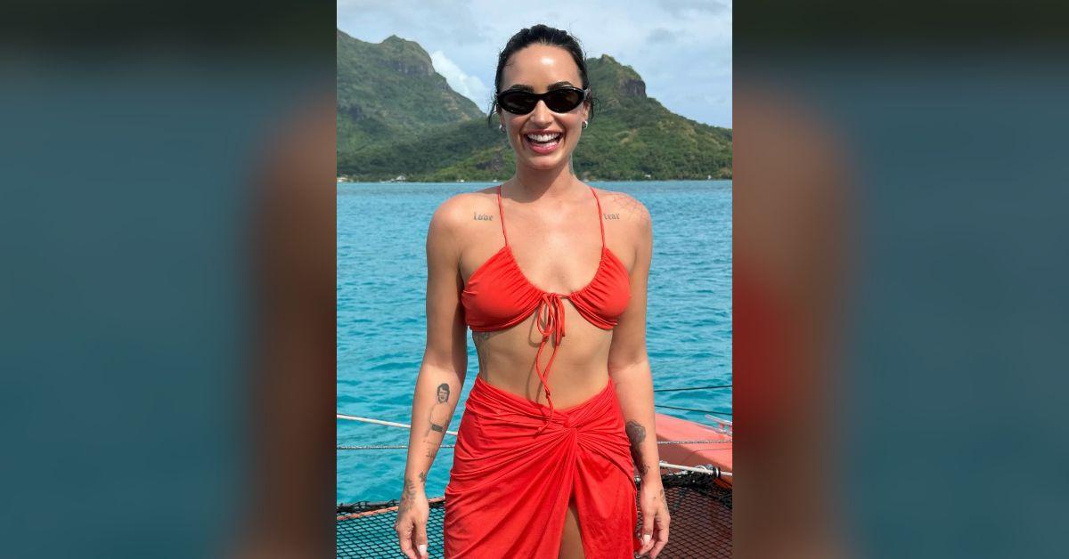 bikini demi lovato slim physique lavish honeymoon jutes photos