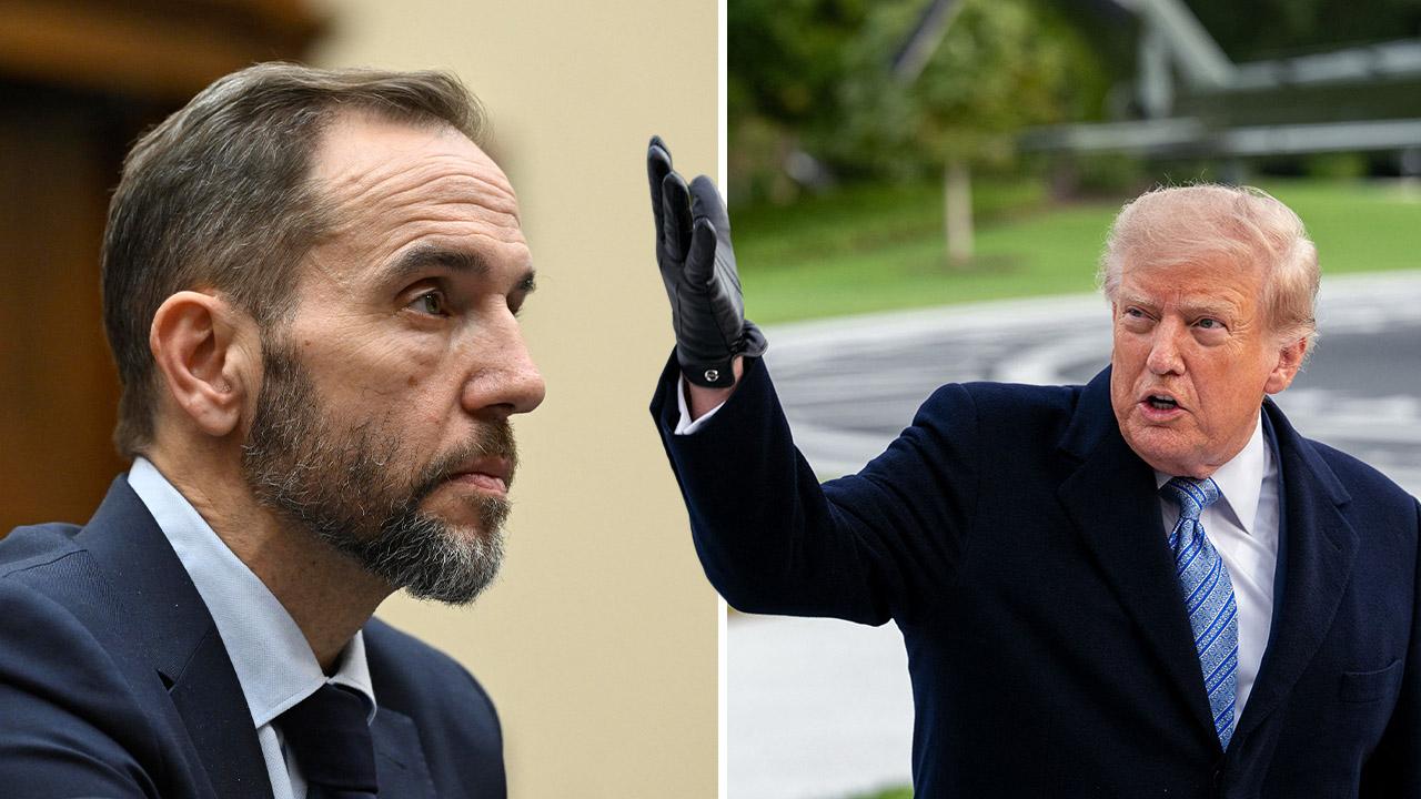 Split photo of Jack Smith and Donald Trump