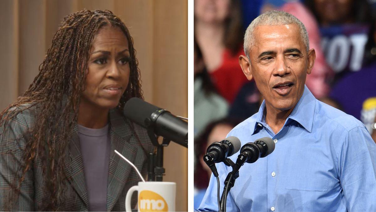 Split photo of Michelle and Barack Obama