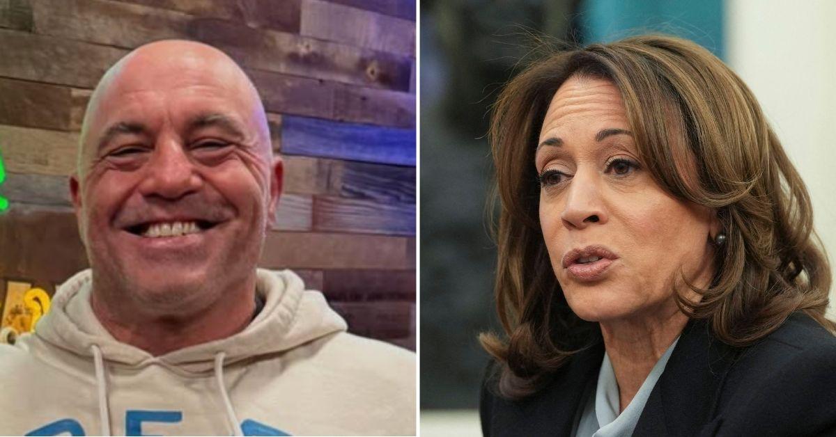 Composite photo of Joe Rogan and Kamala Harris