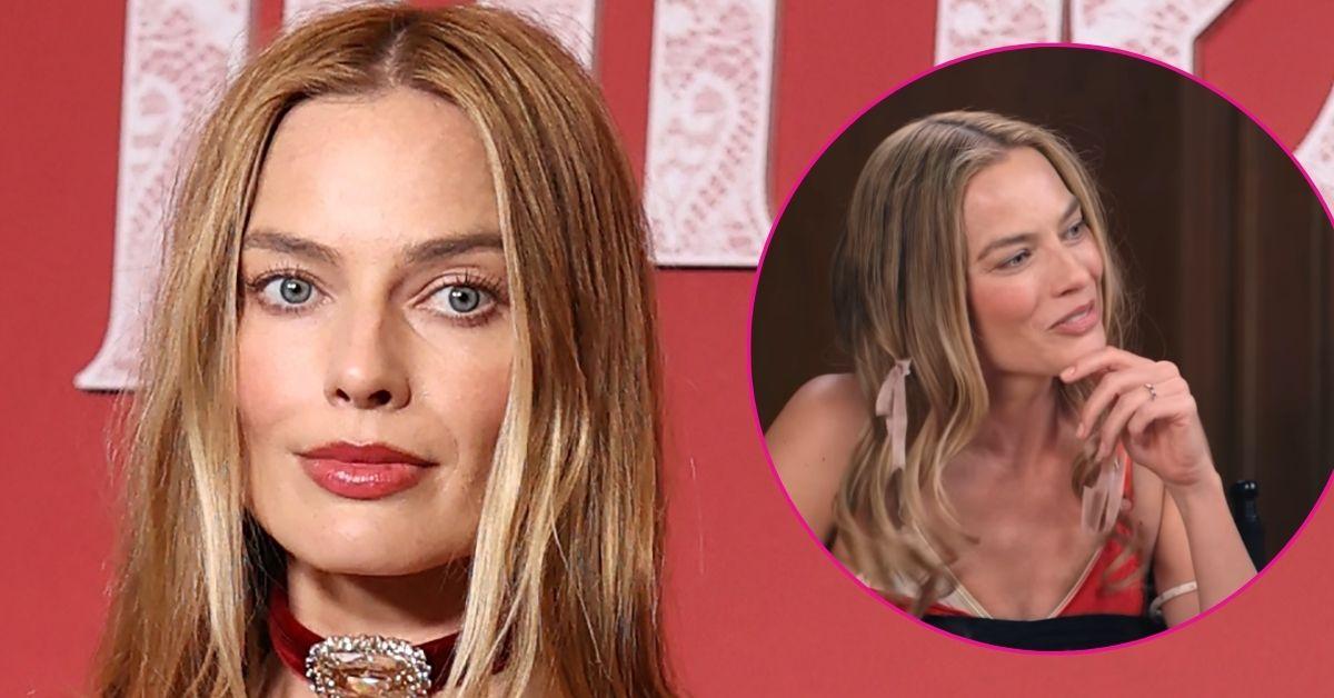 split photo of Margot Robbie